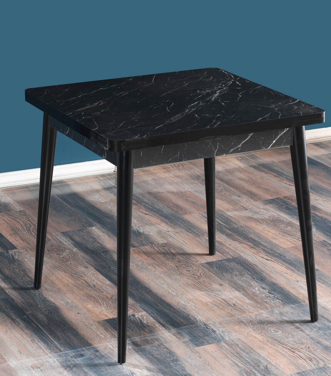 Masa, Hanah Home, Flora Bendir, 80x80x76.5 cm, Alb/Negru - imagine 3
